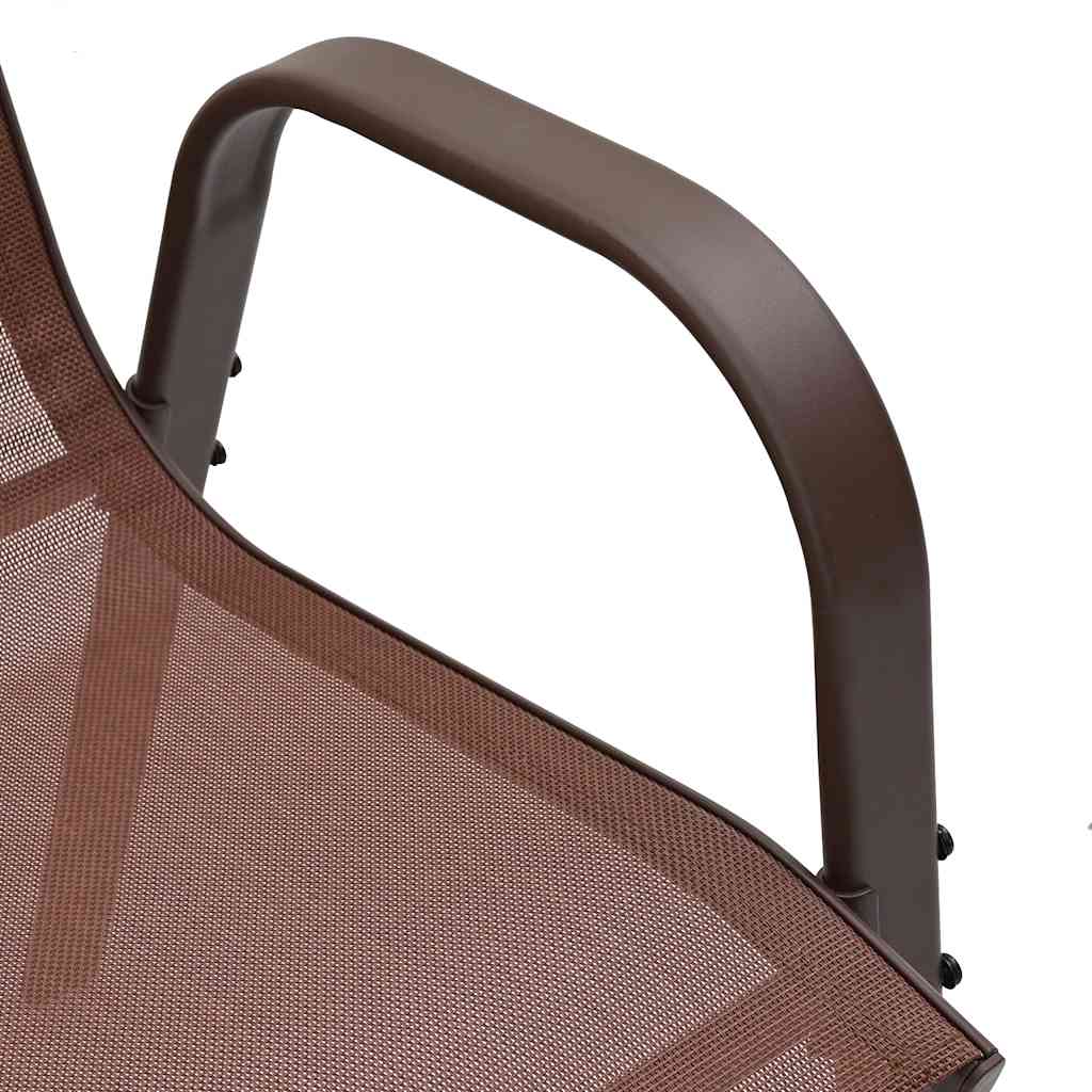 Stackable Garden Chairs 4 pcs Brown Textilene Fabric