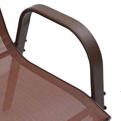 Stackable Garden Chairs 4 pcs Brown Textilene Fabric