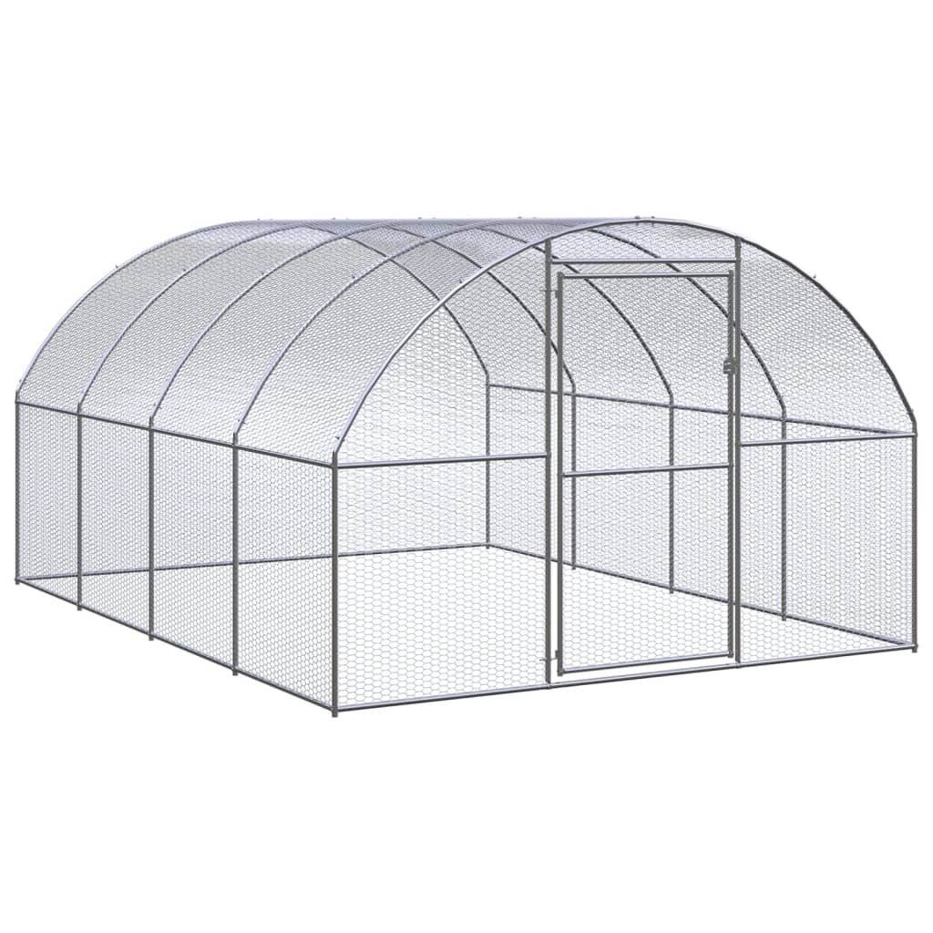 Chicken Coop Silver Galvanized Steel Large Durable Chicken Coop
