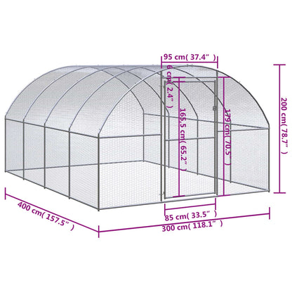 Chicken Coop Silver Galvanized Steel Large Durable Chicken Coop