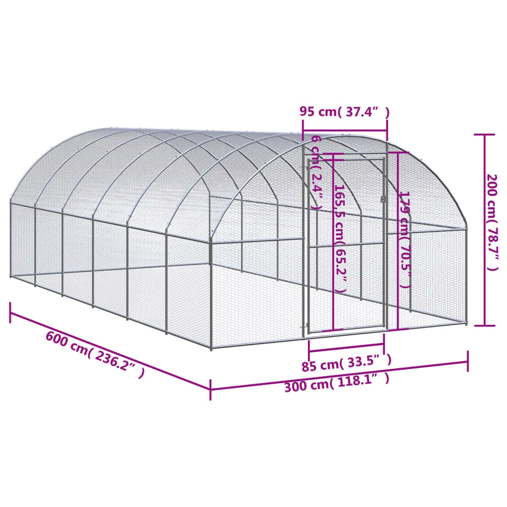 Chicken Coop Silver Galvanized Steel Large Durable Chicken Coop
