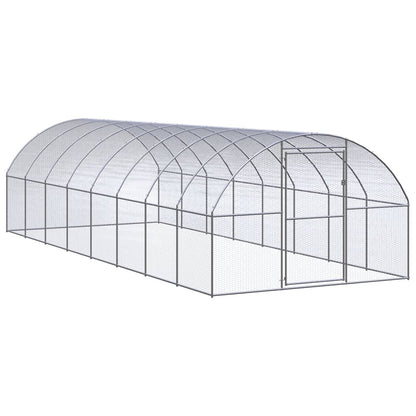 Chicken Coop Silver Galvanized Steel 3x8x6.6 ft Chicken Coop