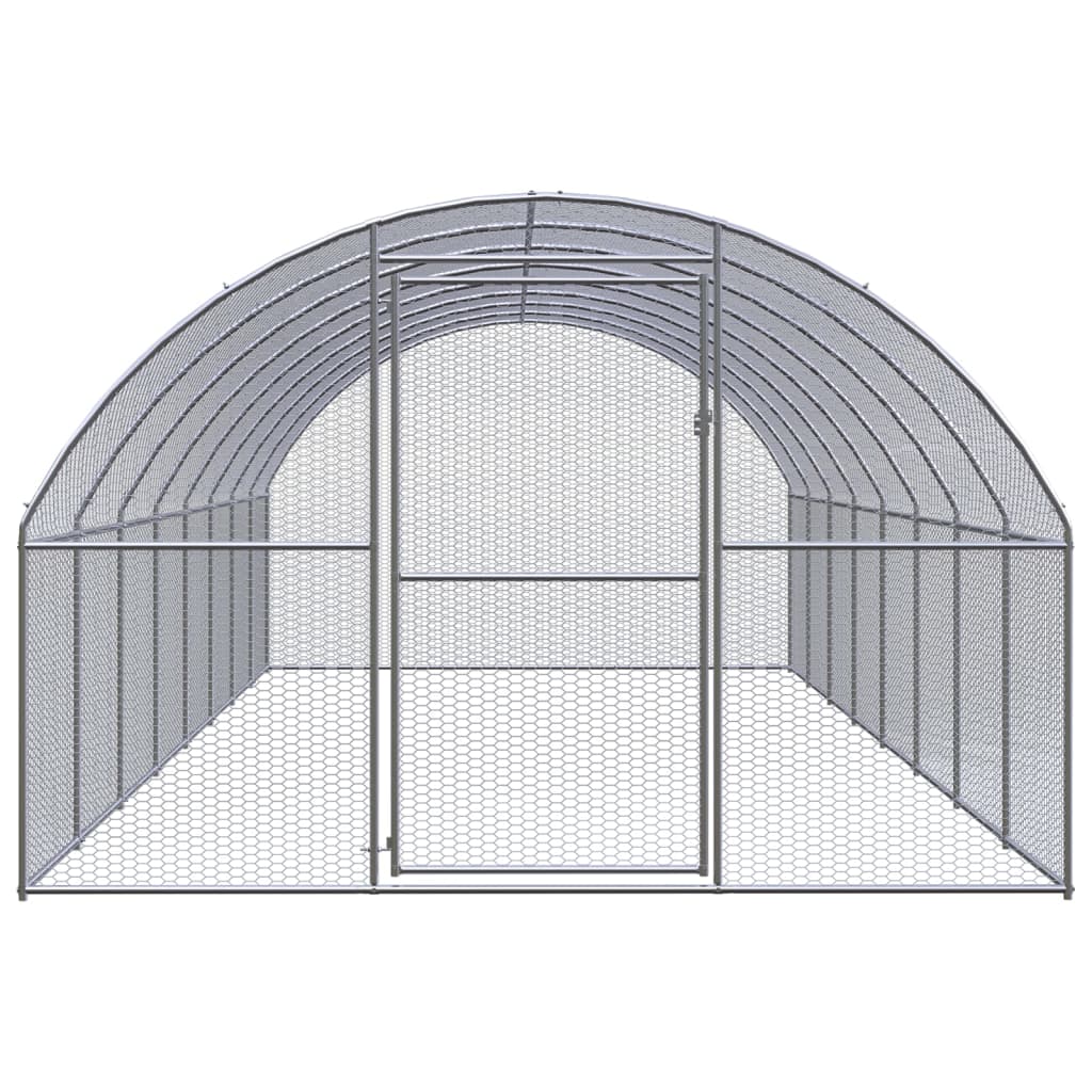 Chicken Coop Silver Galvanized Steel 3x8x6.6 ft Chicken Coop