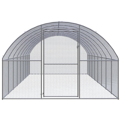 Chicken Coop Silver Galvanized Steel 3x8x6.6 ft Chicken Coop