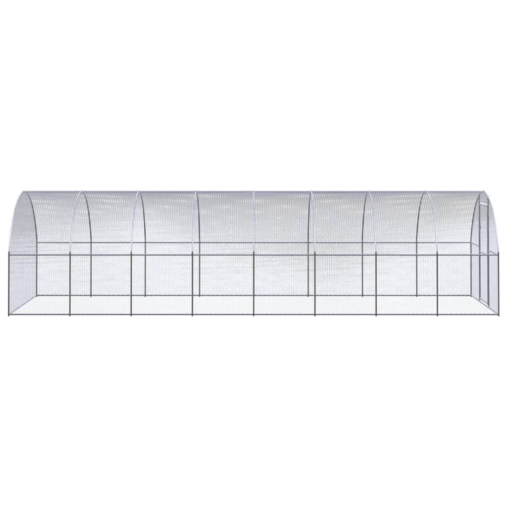 Chicken Coop Silver Galvanized Steel 3x8x6.6 ft Chicken Coop