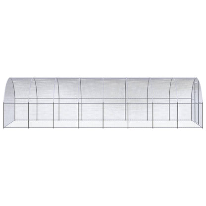 Chicken Coop Silver Galvanized Steel 3x8x6.6 ft Chicken Coop