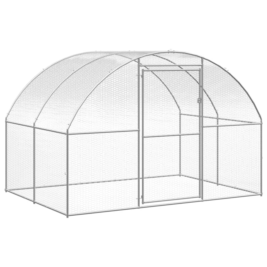 Chicken Coop Silver Galvanized Steel 3x8x6.6 ft Chicken Coop