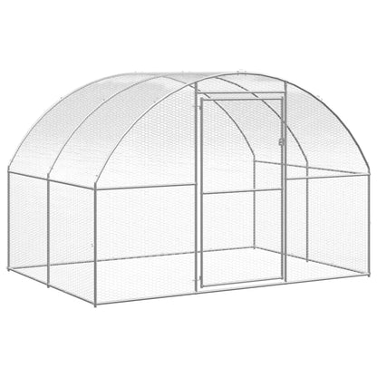 Chicken Coop Silver Galvanized Steel 3x8x6.6 ft Chicken Coop