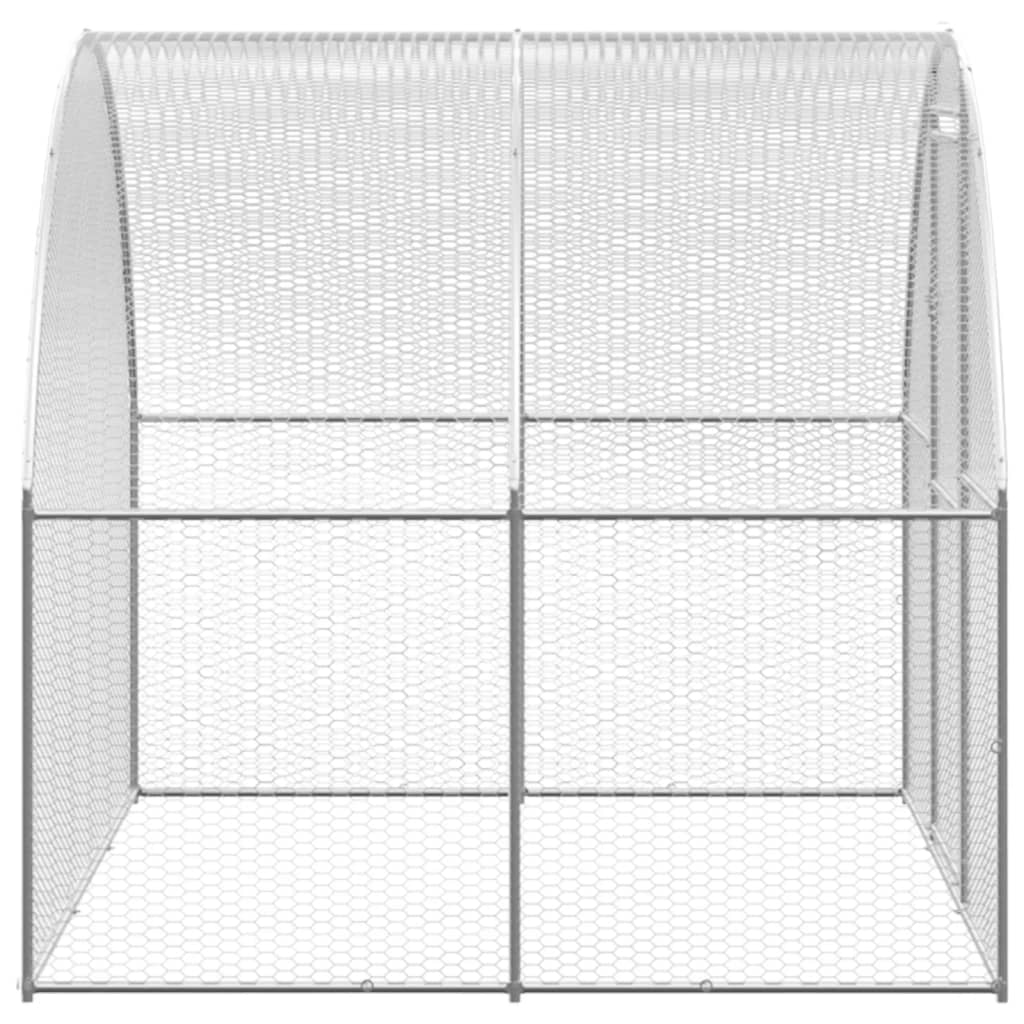 Chicken Coop Silver Galvanized Steel 3x8x6.6 ft Chicken Coop