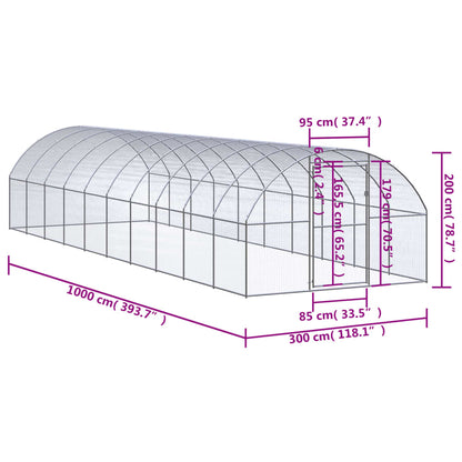 Chicken Coop Silver Galvanized steel Large Tough Chicken Coop