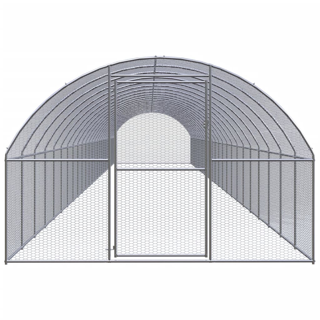Chicken Coop Silver Galvanized Steel 9.8 x 78.7 x 6.6 ft Durable
