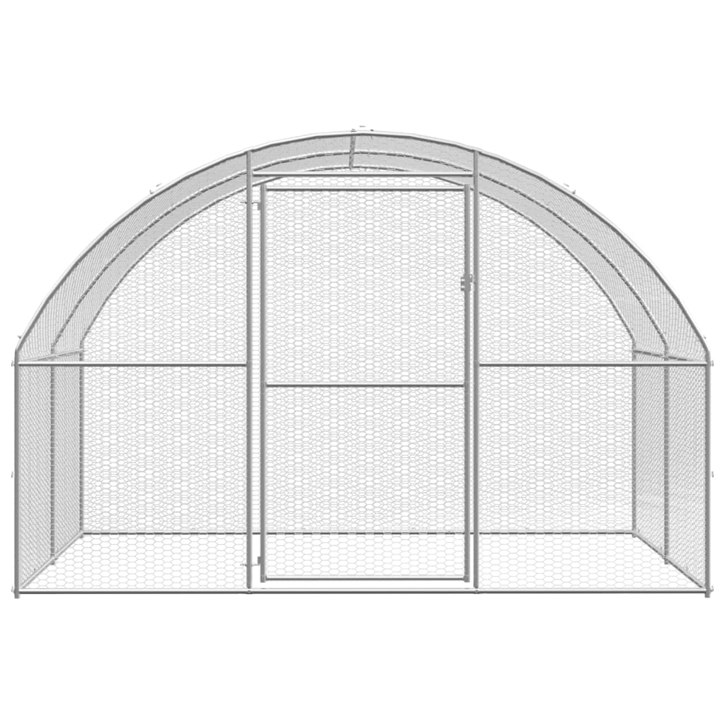Chicken Coop Silver Galvanized Steel 9.8 x 78.7 x 6.6 ft Durable