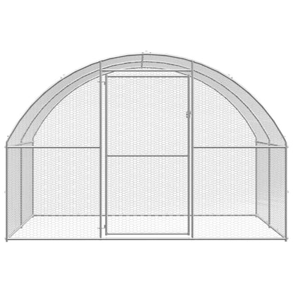 Chicken Coop Silver Galvanized Steel 9.8 x 78.7 x 6.6 ft Durable