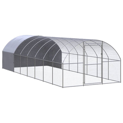 Chicken Coop Silver Galvanized Steel Large Seats Many