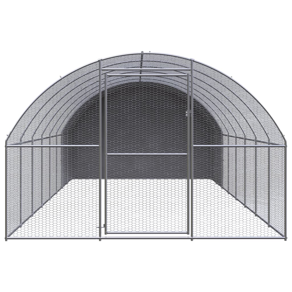 Chicken Coop Silver Galvanized Steel Large Seats Many