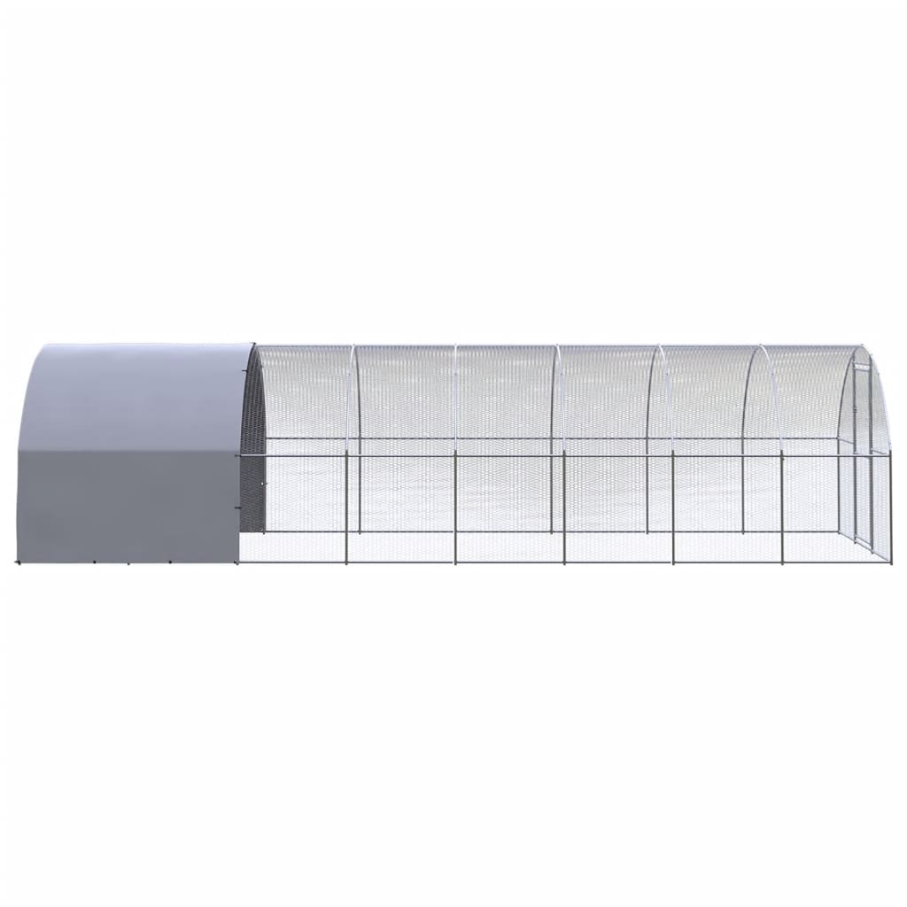 Chicken Coop Silver Galvanized Steel Large Seats Many