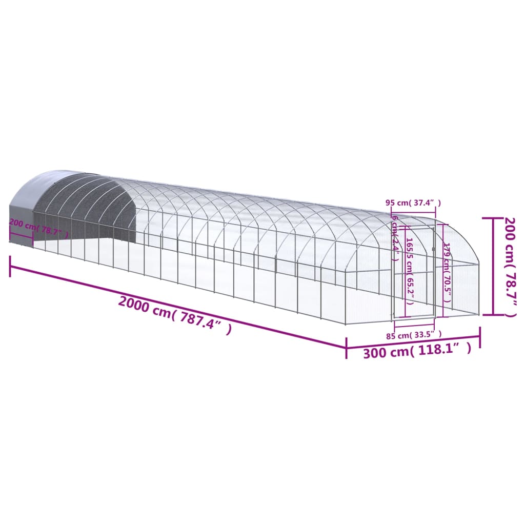 Chicken Coop Silver, Silver Grey Galvanized Steel, Polyethylene