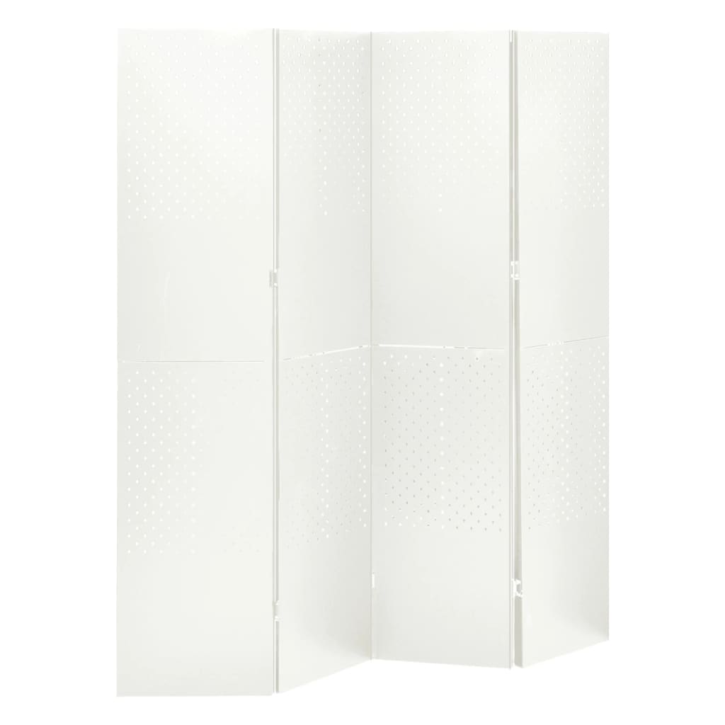 vidaXL 4-Panel Room Dividers 2 pcs White 63"x70.9" Steel