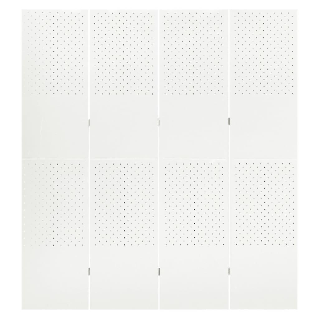 vidaXL 4-Panel Room Dividers 2 pcs White 63"x70.9" Steel