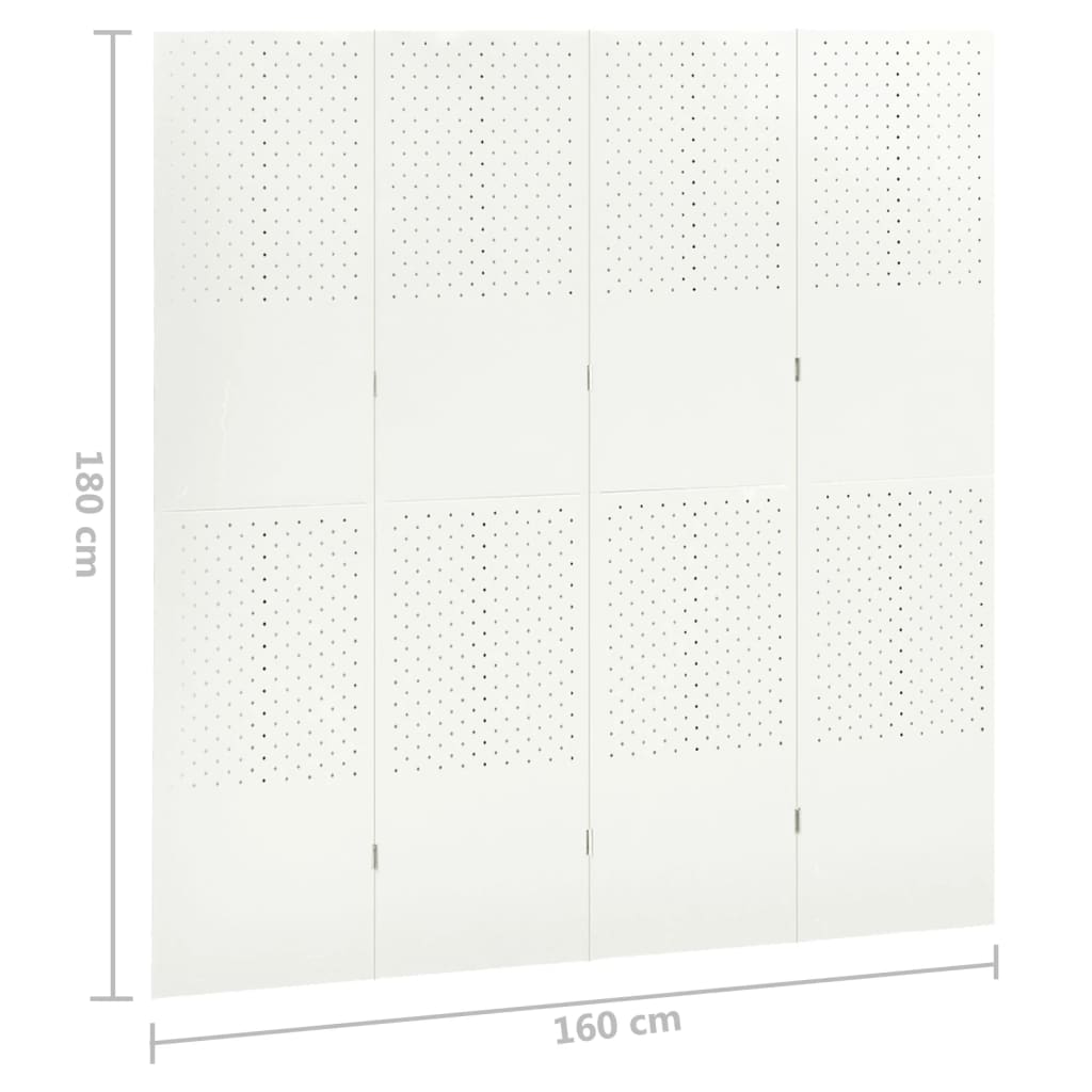 vidaXL 4-Panel Room Dividers 2 pcs White 63"x70.9" Steel
