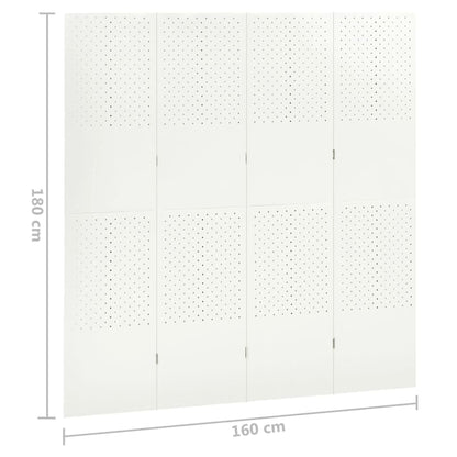 vidaXL 4-Panel Room Dividers 2 pcs White 63"x70.9" Steel