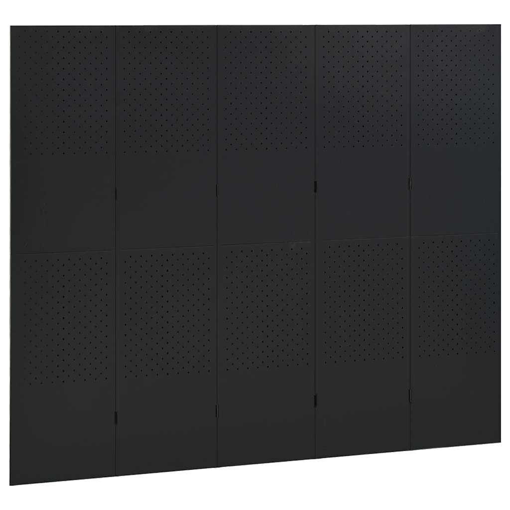 5-Panel Room Dividers 2 pcs Black 78.7"x70.9" Steel