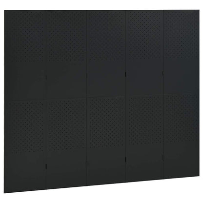 5-Panel Room Dividers 2 pcs Black 78.7"x70.9" Steel