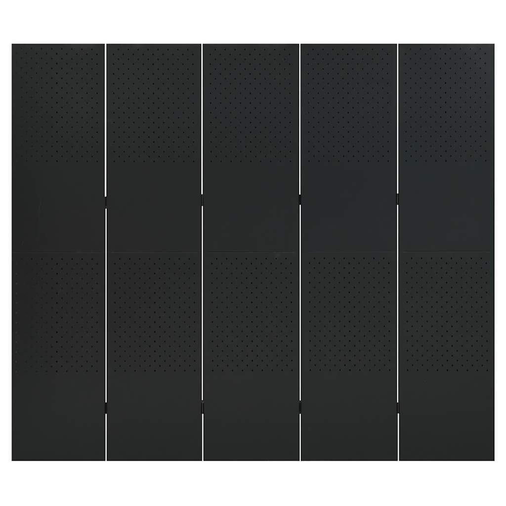 5-Panel Room Dividers 2 pcs Black 78.7"x70.9" Steel