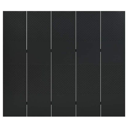 5-Panel Room Dividers 2 pcs Black 78.7"x70.9" Steel