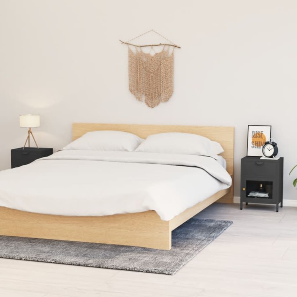Nightstands 2 pcs Anthracite 40x30x54.5 cm Steel and Glass