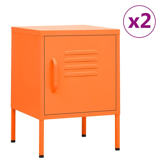 Nightstand | Set of 2 | Orange | Steel | Compact