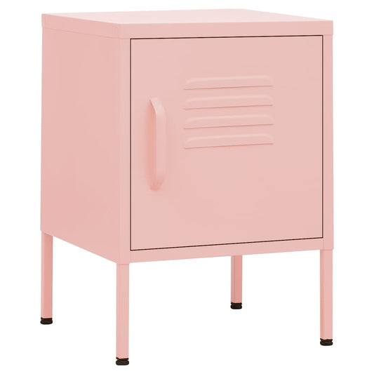 Nightstand | Set of 2 | Pink | Steel | Small | Nightstand | Square