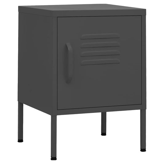 Nightstand | Set of 2 | Anthracite | Steel | Medium | Nightstand | Square