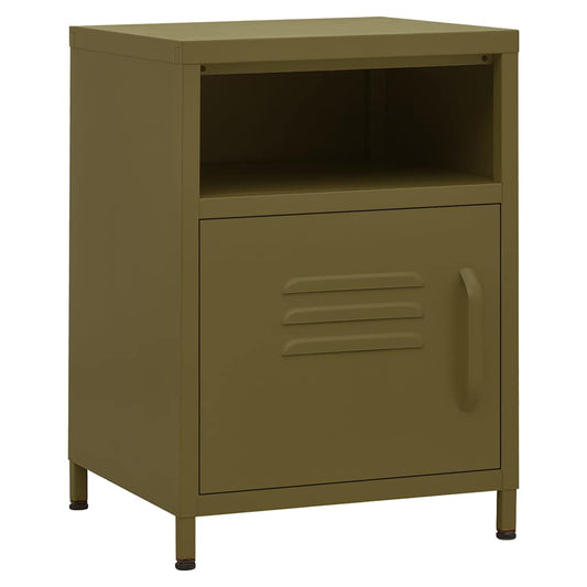 Nightstand | Set of 2 | Olive Green | Steel | Small | Levelers