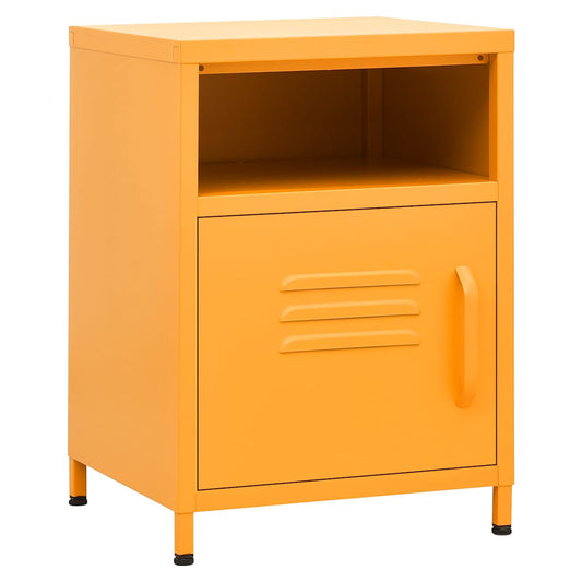 Nightstand | Set of 2 | Mustard Yellow | Steel | 35x35x51 cm | Levelers