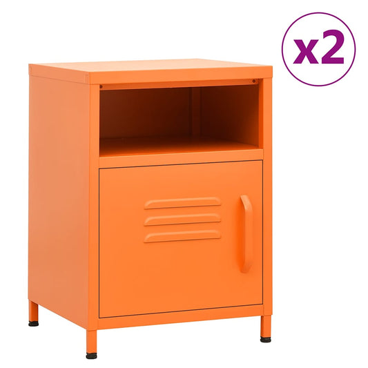 Nightstand | Set of 2 | Orange | Steel | Medium | Levelers | Nightstand