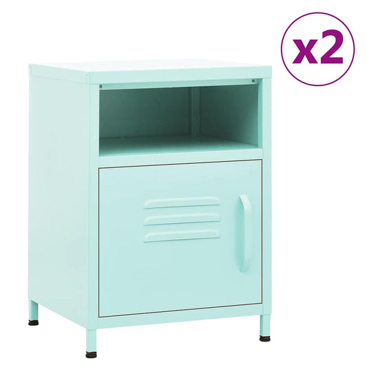 Nightstand | Set of 2 | Mint | Steel | Small | Nightstand | Square