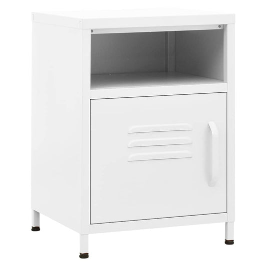 Nightstand | Set of 2 | White | Steel | Medium | Adjustable Feet