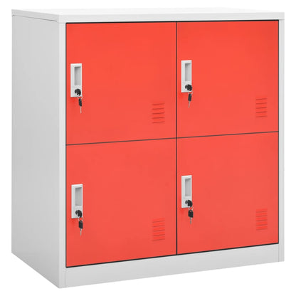 Locker Cabinet | Set of 2 | Light grey and red | Steel | Medium