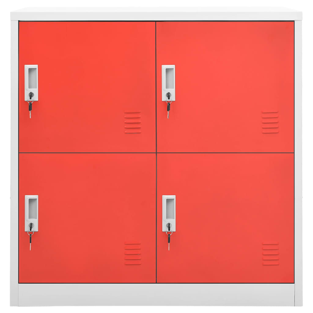 Locker Cabinet | Set of 2 | Light grey and red | Steel | Medium