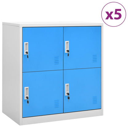 Locker Cabinet | Set of 5 | Light grey and blue | Steel | Medium