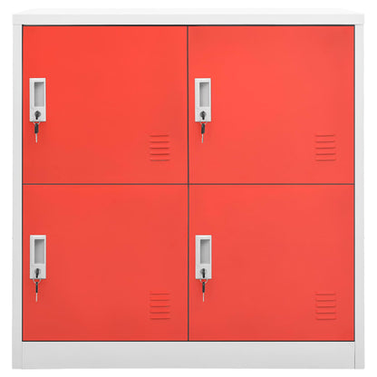 Locker Cabinet | Set of 5 | Light grey and red | Steel | Medium