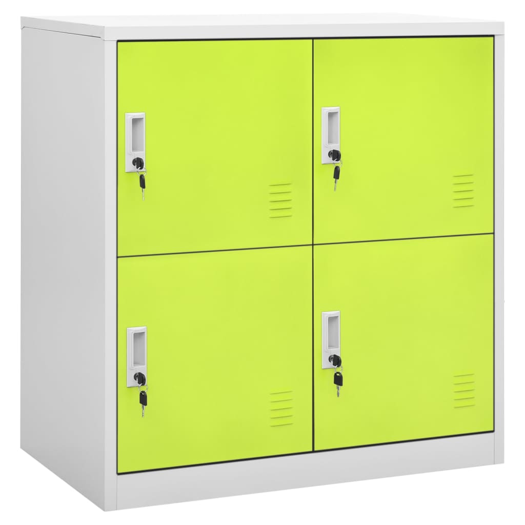 Locker Cabinet | Set of 5 | Light Grey and Green | Steel | Medium