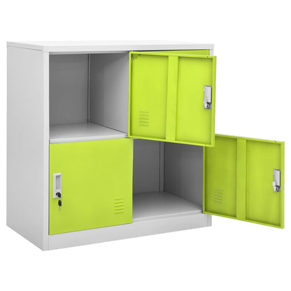 Locker Cabinet | Set of 5 | Light Grey and Green | Steel | Medium