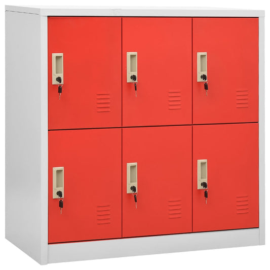 Locker Cabinet | Set of 2 | Light grey and red | Steel | Locker Cabinet