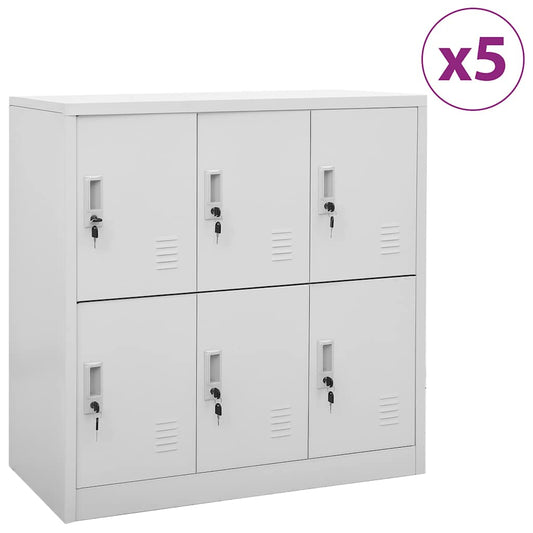 Locker Cabinet | Set of 5 | Light grey | Steel | Medium | Locker Cabinet