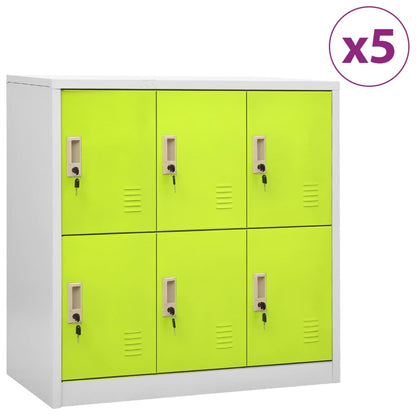 Locker Cabinets 5 pcs Light Grey and Green 90x45x92.5 cm Steel