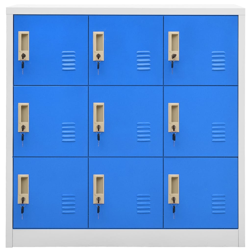 Locker Cabinet | Set of 2 | Light grey and blue | Steel | Medium