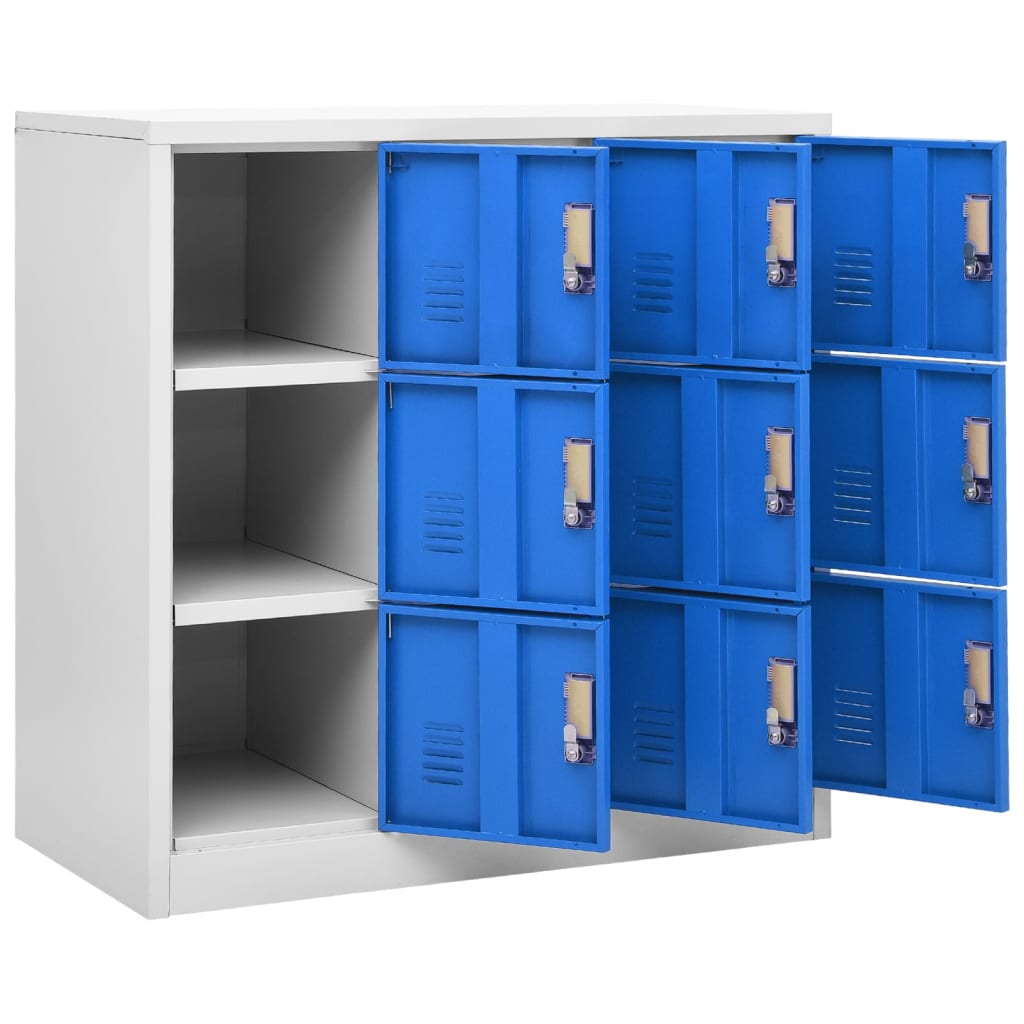 Locker Cabinet | Set of 2 | Light grey and blue | Steel | Medium