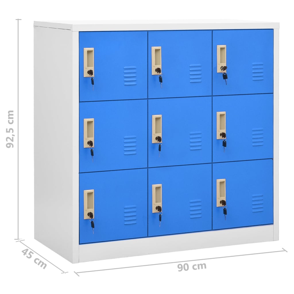 Locker Cabinet | Set of 2 | Light grey and blue | Steel | Medium